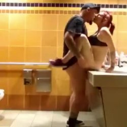 Fucking my girl in the bathroom stall